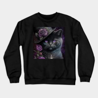 Gothic Black British Shorthair Cat Crewneck Sweatshirt